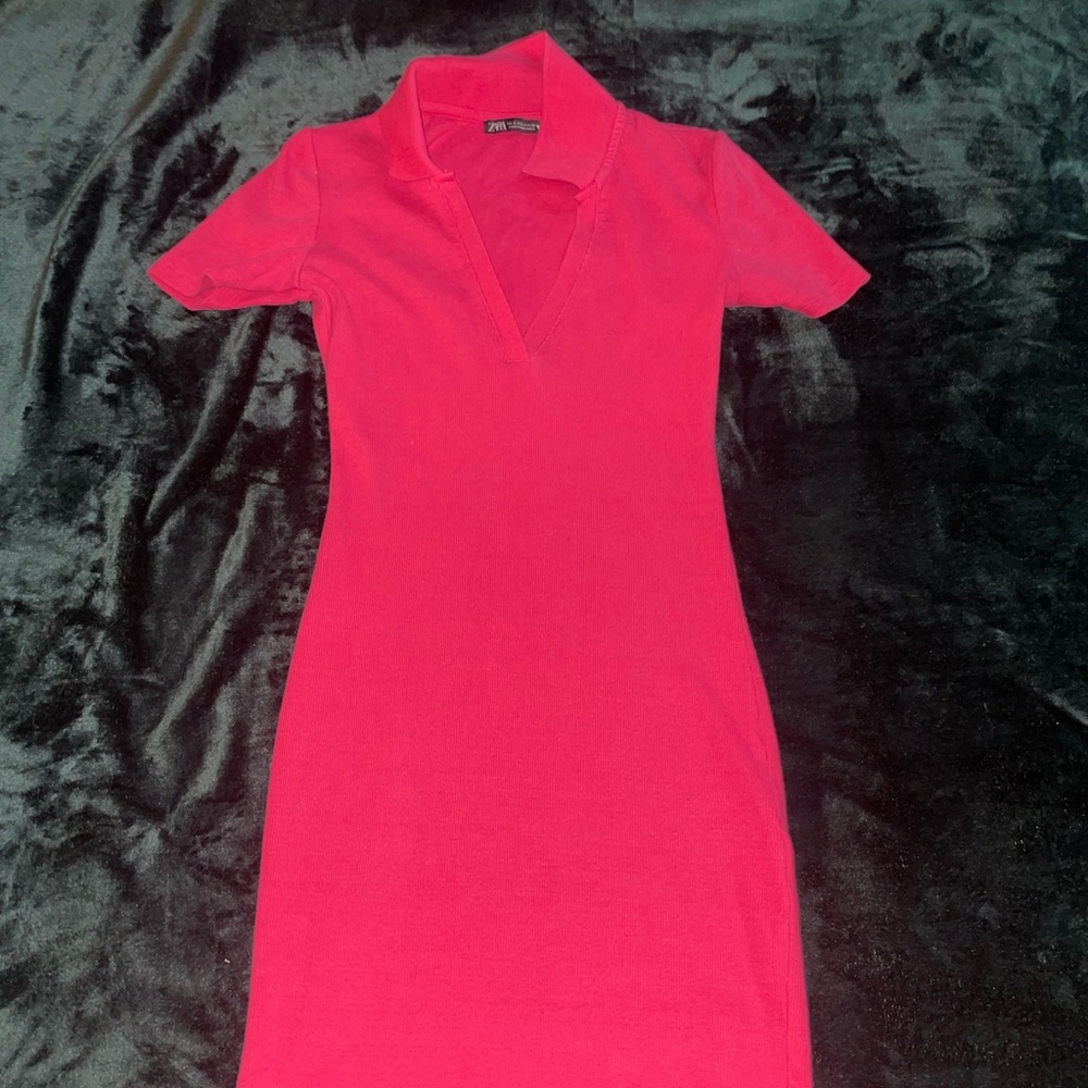 Hot pink Zara midi dress